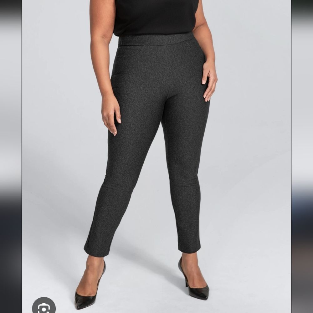 Honeylove Everready Ankle Pants Tummy Panel Charcoal Grey Gray Leggings L Large